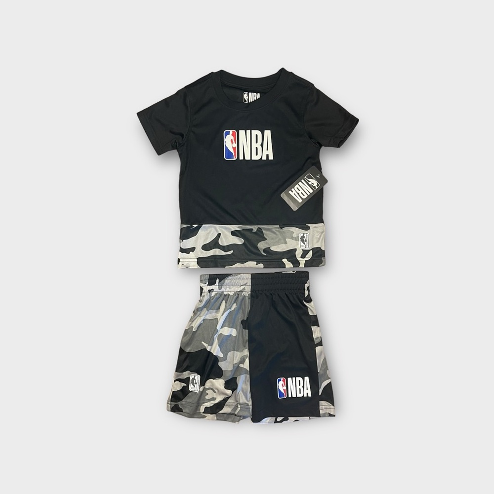 NBA Black Gray Black Camo Top & Bottom Matching Set